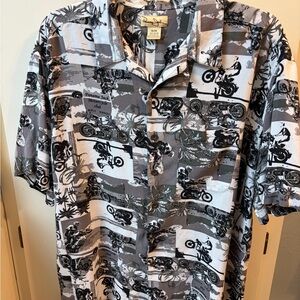 Panama Jack Black and Gray Motorcycle Print Men's Shirt